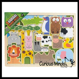 NEW - Wood Animal Puzzle -  Animals Wooden Chunky Jigsaw Kids Figures