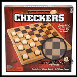 Wooden Checkers Board Game - Tabletop Family Game Classic