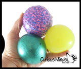 Sampler Pack of 3 Different 2.5" Stress Balls - Confetti, Metallic, Glitter, Doh, Soft - Squishy Gooey Shape-able Squish Sensory Squeeze Balls