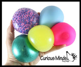 Sampler Pack of 5 Different 2.5" Stress Balls - Confetti, Metallic, Glitter, Doh, Soft - Squishy Gooey Shape-able Squish Sensory Squeeze Balls