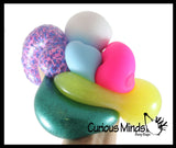 Sampler Pack of 5 Different 2.5" Stress Balls - Confetti, Metallic, Glitter, Doh, Soft - Squishy Gooey Shape-able Squish Sensory Squeeze Balls