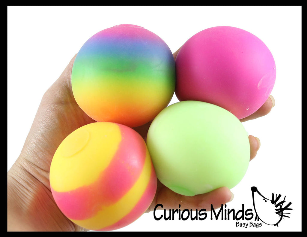 Set of 4 Boxed Stress Balls - Color Changing, Glow in the Dark, Striped, Rainbow -  Soft Shaving Cream Doh Filled Stretch Ball - Ultra Squishy and Moldable Relaxing Sensory Fidget Stress Toy