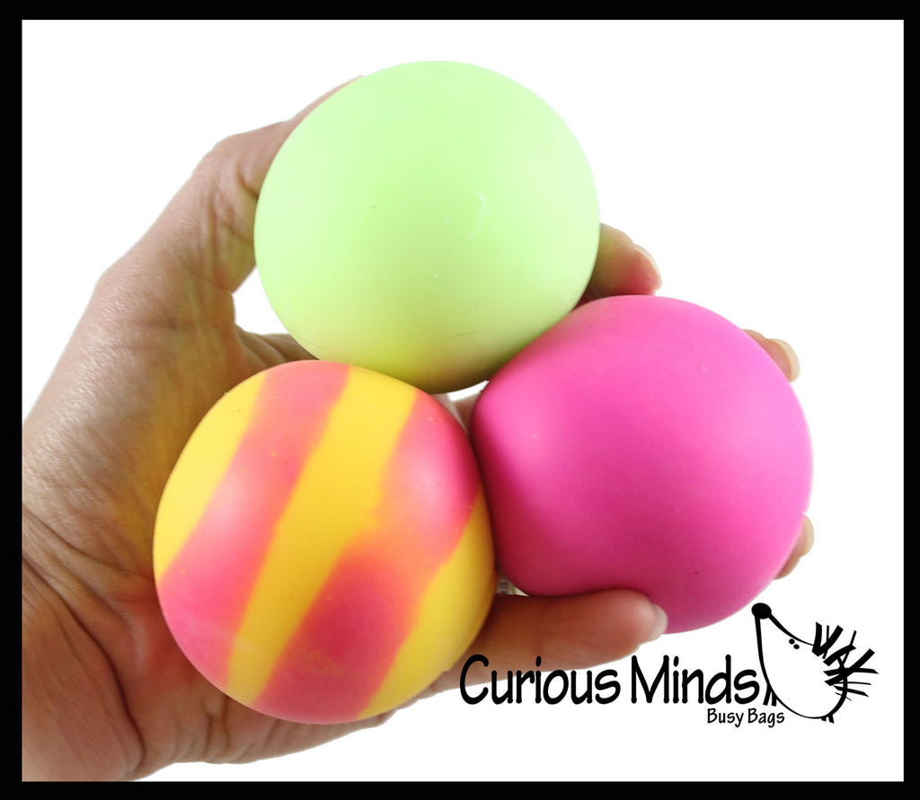 Set of 3 Boxed Stress Balls - Color Changing, Glow,  Striped -  Soft Shaving Cream Doh Filled Stretch Ball - Ultra Squishy and Moldable Relaxing Sensory Fidget Stress Toy