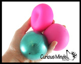 Pack of 3 Different 2.5" Stress Balls - Color Change, Metallic, & Doh, Soft - Squishy Gooey Shape-able Squish Sensory Squeeze Balls