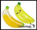 SET OF 2 Banana Stress Balls - Water and Sparkle Filled & Water Bead -  Sensory, Stress, Fidget Toy