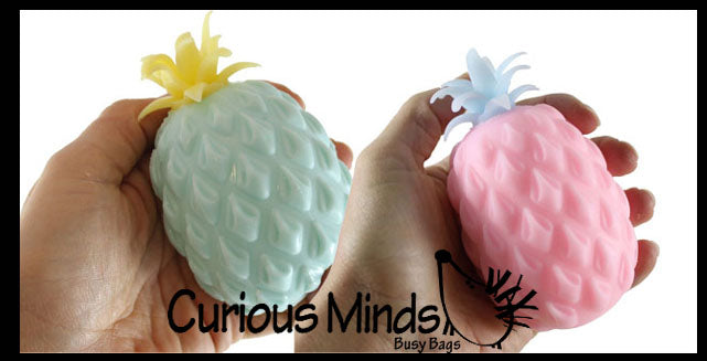 Set of 2 Different Pineapple Stress Balls - Sensory, Stress, Fidget Toy Super Soft - Water Bead and Doh Cream - Fruit