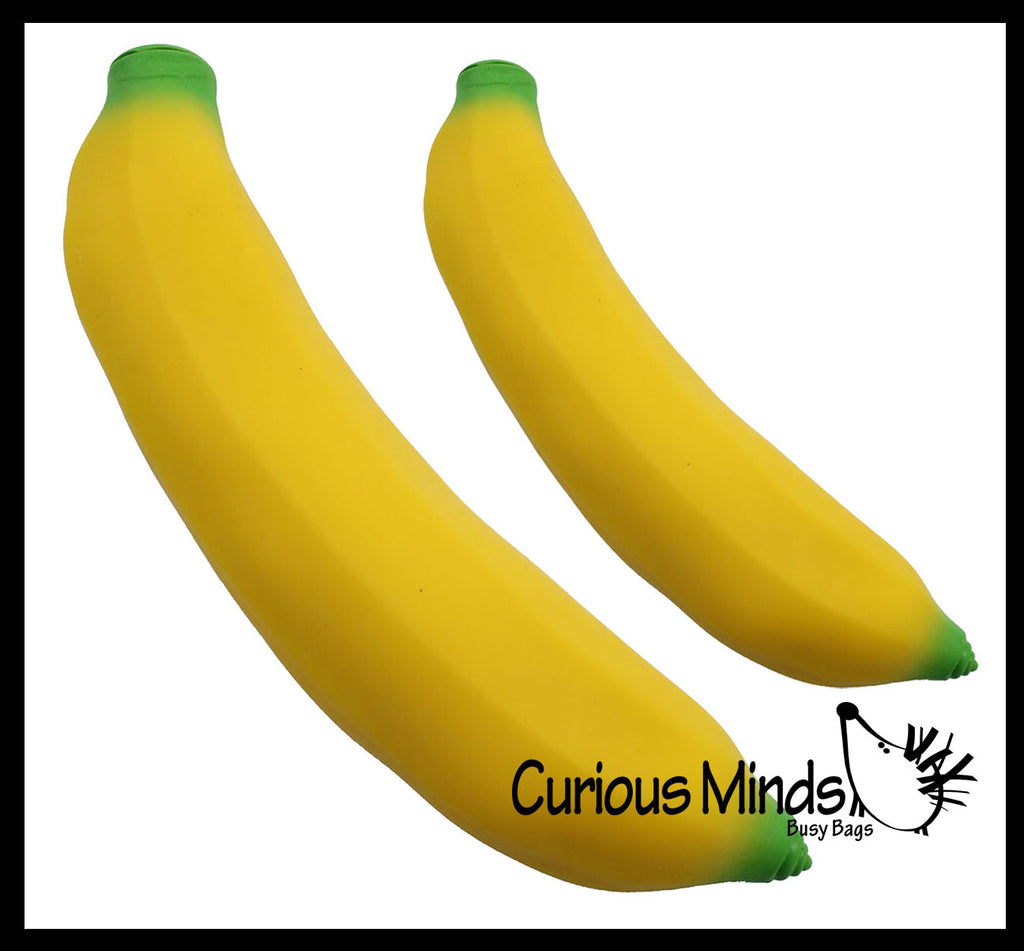 Set of 2 Sand Filled Squishy Bananas - Moldable Sensory, Stress, Squeeze Fidget Toy ADHD Special Needs Soothing