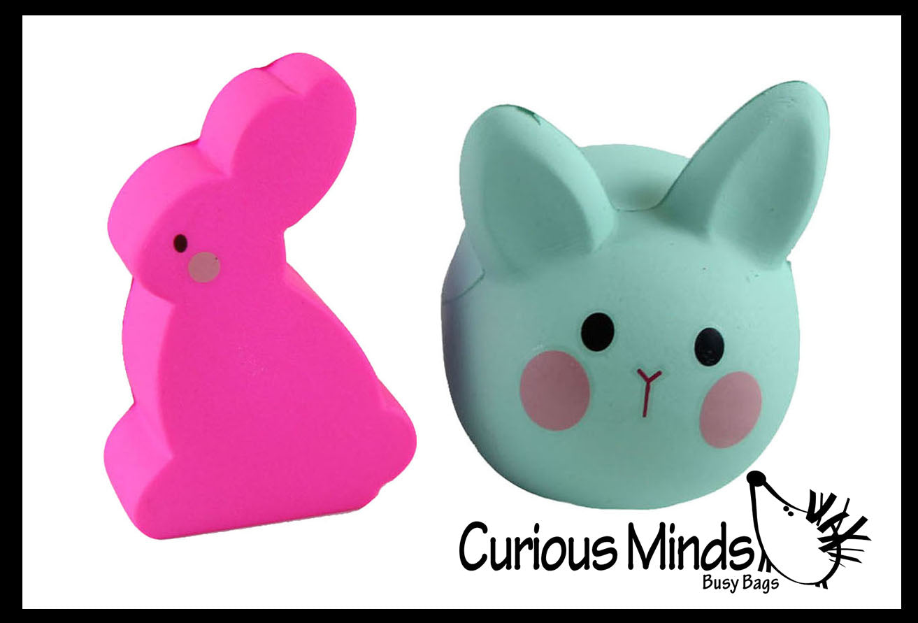 Squishy Bunny Set of 2 - Easter Rabbit Squishy Slow Rise -  Scented Sensory, Stress, Fidget Toy - Easter