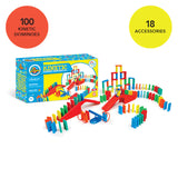Domino Kinetic Box Set - 118 Piece Set with Stunt Accessories - Bulk Dominoes - Made in the USA - STEM STEAM
