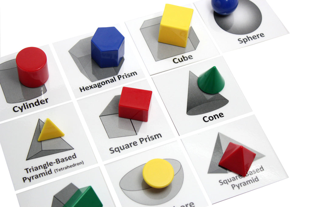 Geometric Solid Shapes Match with Matching Cards - Montessori 2 Part Card - Geometry Work