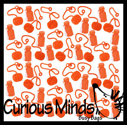 120 Pumpkin Set - Sticky Pumpkins and Orange Halloween Bubble Bottles - Mini Bubbles for Trick or Treat - Party Favors