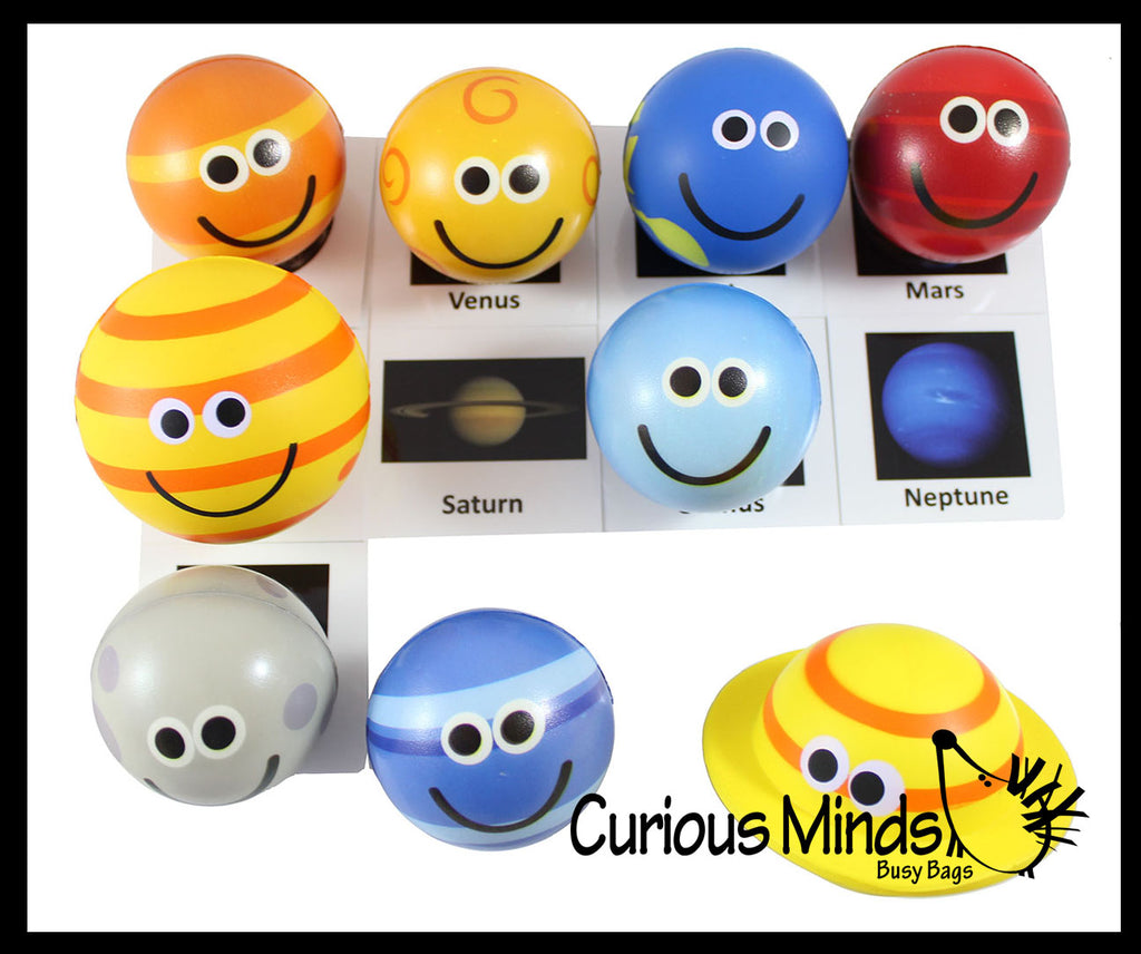 Cute Solar System Match with Cards Stress Ball Toy Set - Educational Learning Toy - Outer Space Planets