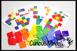 LAST CHANCE - LIMITED STOCK - SALE - Mosaic Tile Animals Busy Bag - Tile Blocks and Pattern Cards - Building and construction block toy for preschoolers - Leaning toy