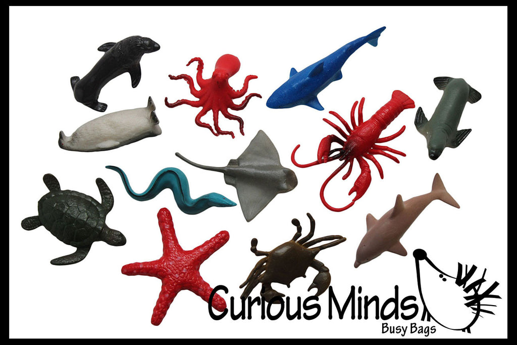 Ocean Sea Life Animal Figurines - Mini Animal Action Figures Replicas - Miniature Ocean, Fish, Aquatic Toy Animal Playset