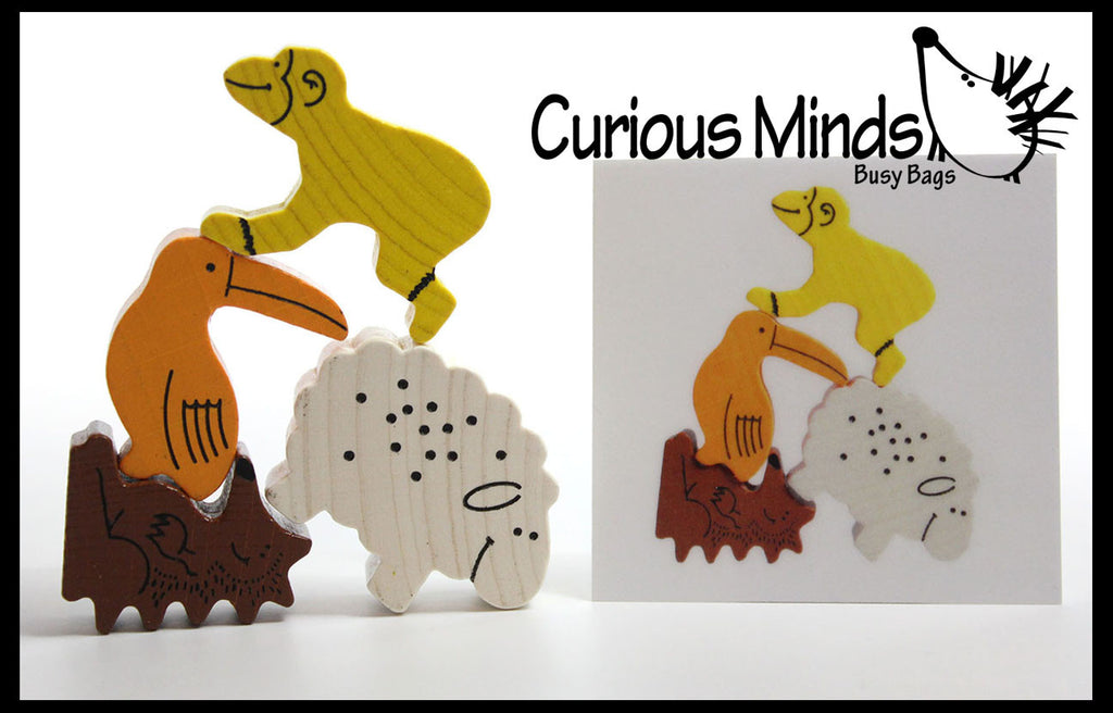 LAST CHANCE - LIMITED STOCK - SALE  -  Stacking Wooden Animal Blocks - Pattern Matching Children's learning toy - Montessori Preschool Kindergarten toy