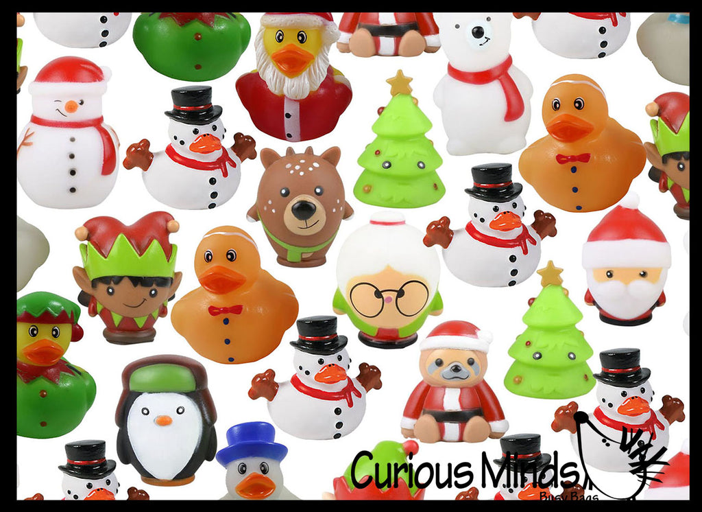LAST CHANCE - LIMITED STOCK - SALE - 48 Christmas Vinyl Characters and Rubber Duckies - Santa, Gingerbread Man, Snowman, and Elf Ducks and Multiple Christmas Themed Characters Cute Holiday Party Favor Decoration Gifts (4 Dozen)
