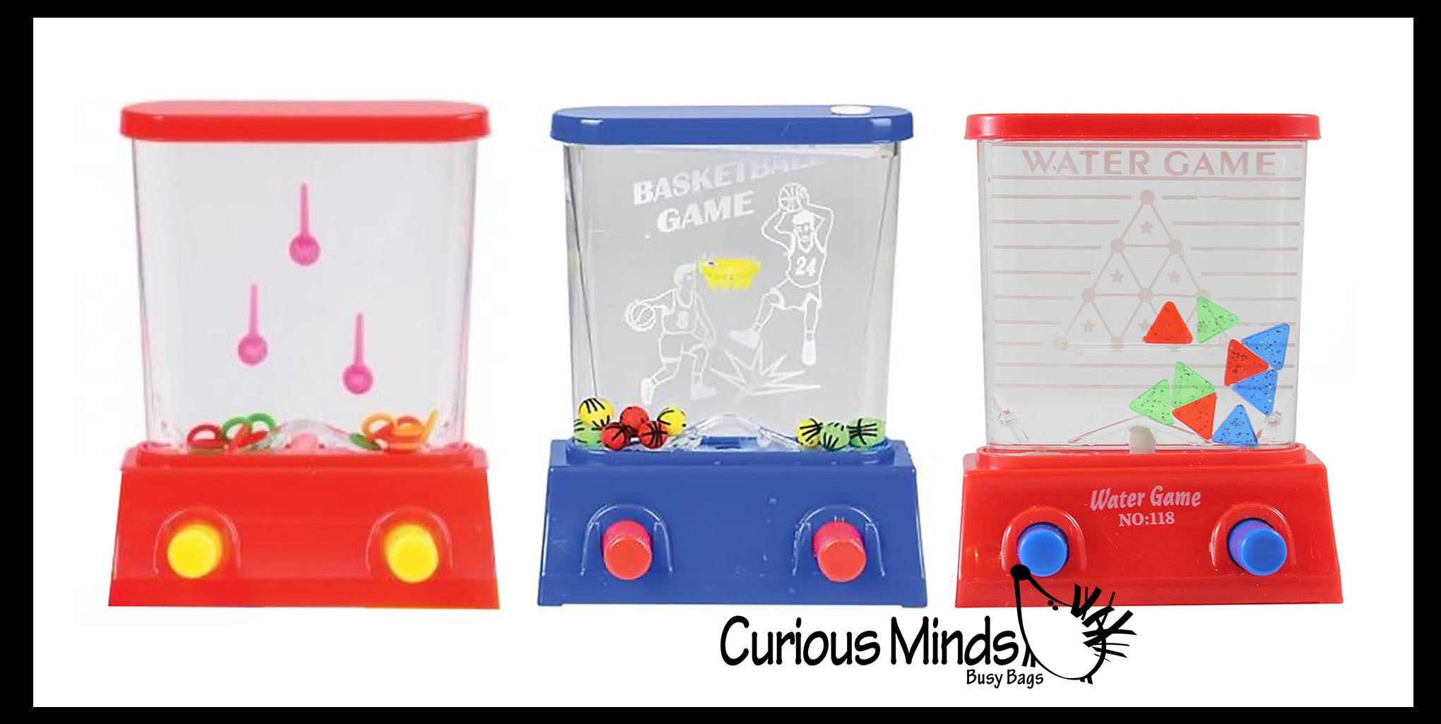 3 Different Styles Small Water Games - Push Button to Push Water and Play - Hand Held Travel Arcade Game - Party Favors