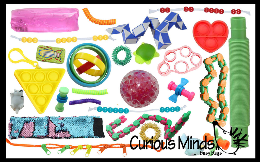 Fidget Set of 27 - Bubble Popper, Wacky Tracks, Twist Snake, Coil, Slide, Mochi, Pop Tube - Fidget Toy - ADD Anxiety