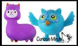 LAST CHANCE - LIMITED STOCK - SALE  - Cute Owl & Alpaca Llama Doh Stress Stretch Ball - Moldable Pinch Poke Sensory Fidget Toy Doughy