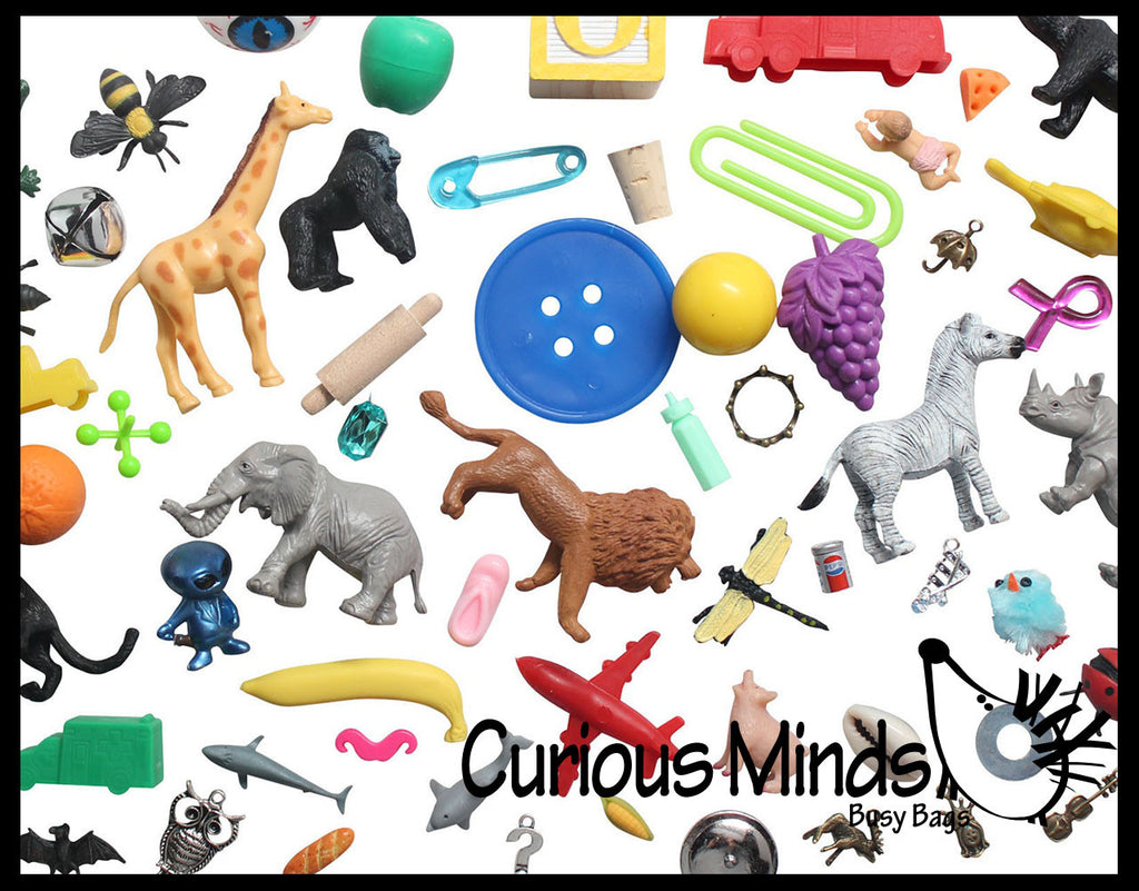 Objects Only - Montessori Alphabet Objects  - Master Pack - Lot with Pink, Blue & Green Series Words  Alphabet miniatures to use with movable alphabet  Montessori Language