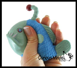 Angler Fish Cute Sea Creatures Stretchy and Squeezy Toy - Crunchy Bead Filled - Fidget Stress Ball - Flashlight Fish