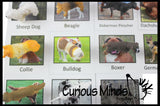 Animal Match - DOG - Miniature Animals with Matching Cards - 2 Part Cards.  Montessori learning toy, language materials - Puppy Pet Doggy