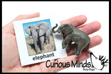 Animal Match - SAFARI -Miniature Animals with Matching Cards - 2 Part Cards.  Montessori learning toy, language materials - Safari Jungle Zoo Animals
