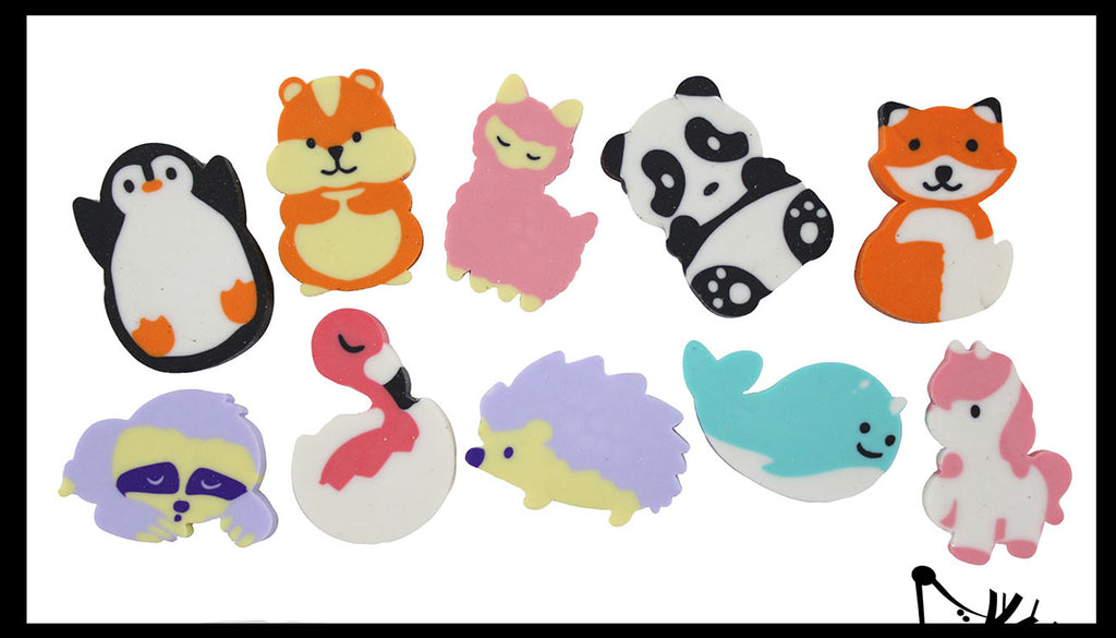 LAST CHANCE - LIMITED STOCK - Animal Mix Adorable Erasers - Novelty and Functional Adorable Eraser Novelty Treasure Prize, School Classroom Supply, Math Counters - Sorting - Party Favor