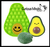 3 Avocado Fidget Toy Set - Bubble Popper, Doh Stress Ball, Slow Rise Squishy - Push Poke Bubble Wrap Fidget Toy - Sensory Stress Toy Avacado