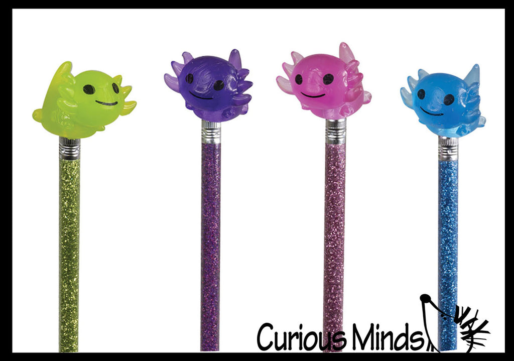 Axolotl Pencil Topper - Cute Axolotyl Animal for On Top of Pencils - Desk Pet