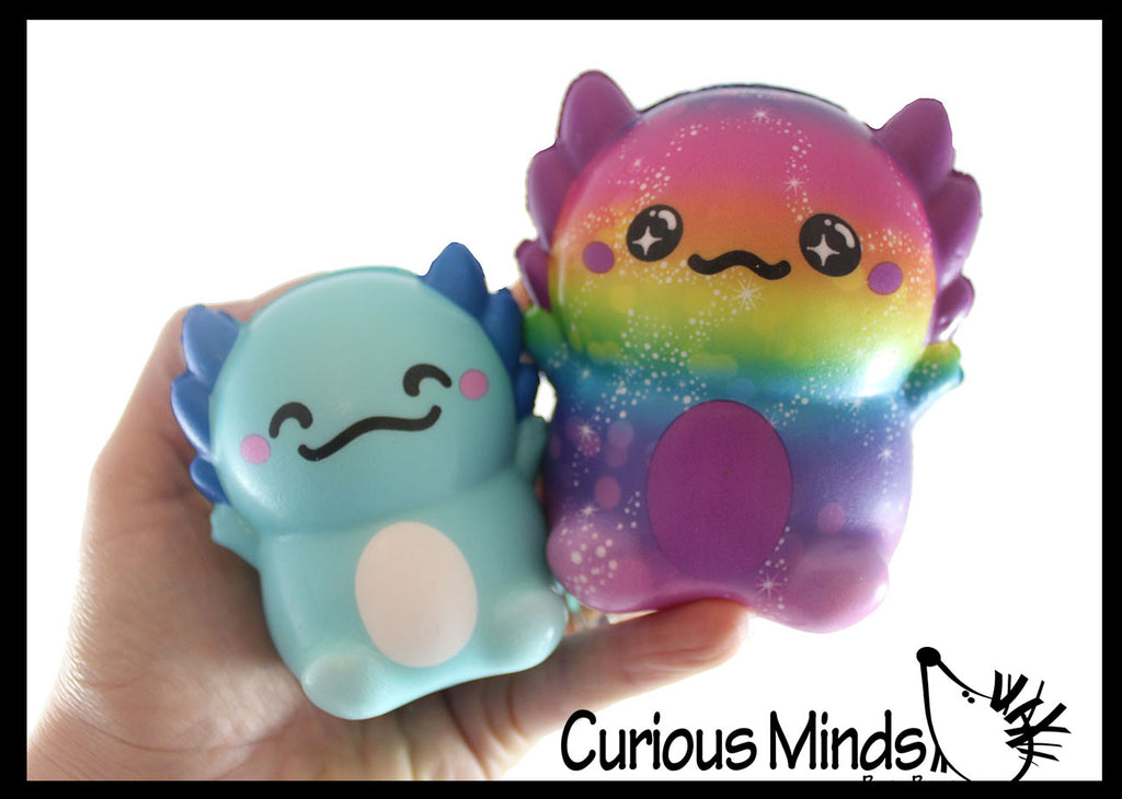 Mama and Baby Axolotl Family - Set of 2 Different Sizes Slow Rise Squishy Toys - Memory Foam Party Favors, Prizes, OT