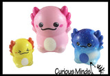 Axolotl Family - Set of 3 Different Sizes Slow Rise Squishy Toys - Memory Foam Party Favors, Prizes, OT