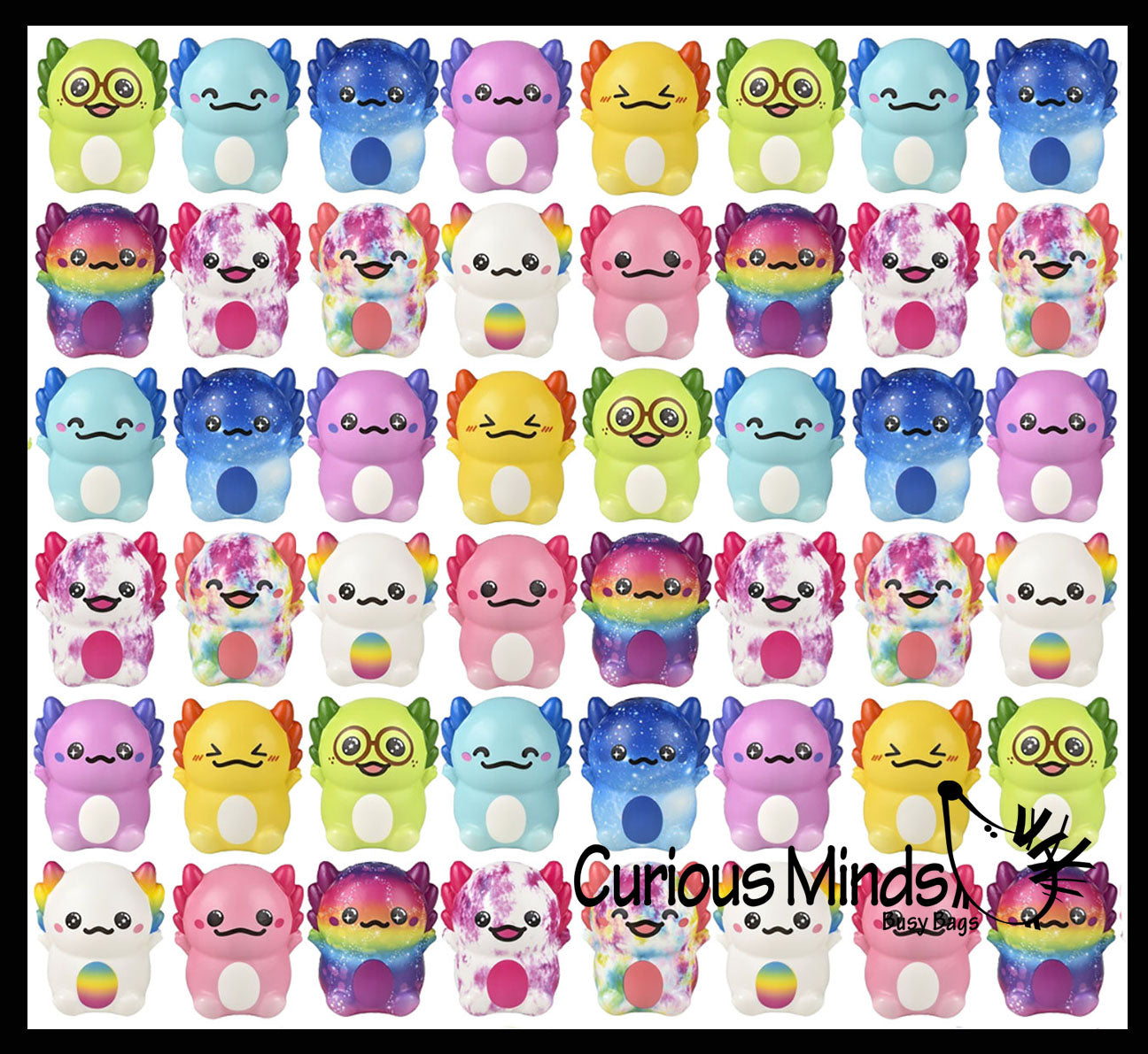  24 Mini 2 Axolotl Slow Rise Squishy Toys - Memory Foam Party  Favors, Fidgets, Prizes, OT (Random Colors) (Bulk - 24 Axolotls (2 Dozen))  : Toys & Games