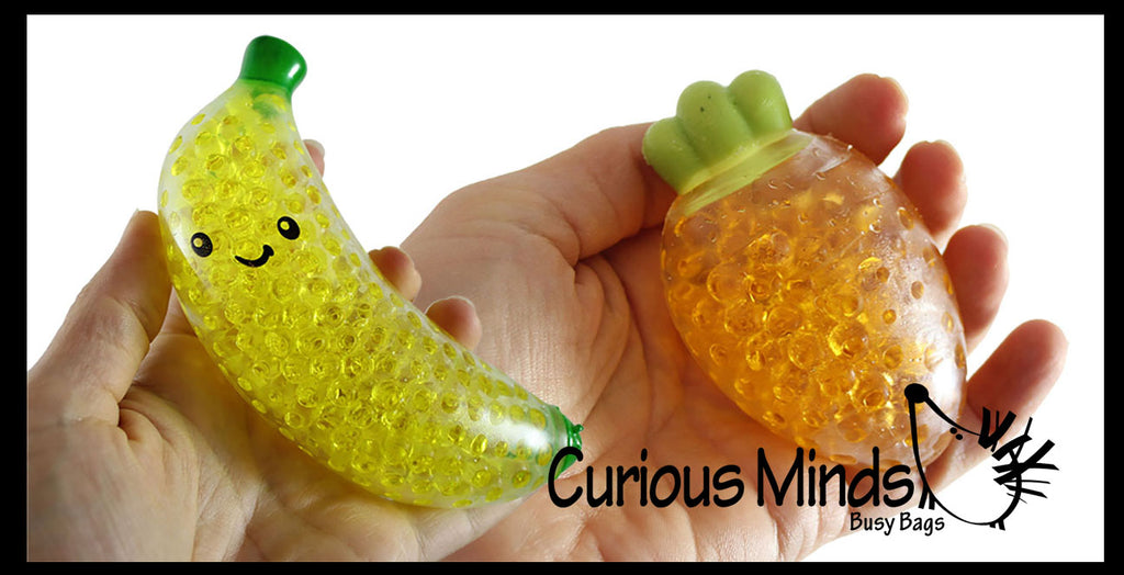 Banana and Carrot Water Bead Filled Squeeze Stress Balls  -  Sensory, Stress, Fidget Toy - Vegetable Fruit Set