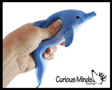 LAST CHANCE - LIMITED STOCK - Dolphin Stretchy and Squeezy Toy - Crunchy Bead Filled - Fidget Stress Ball Ocean Animal