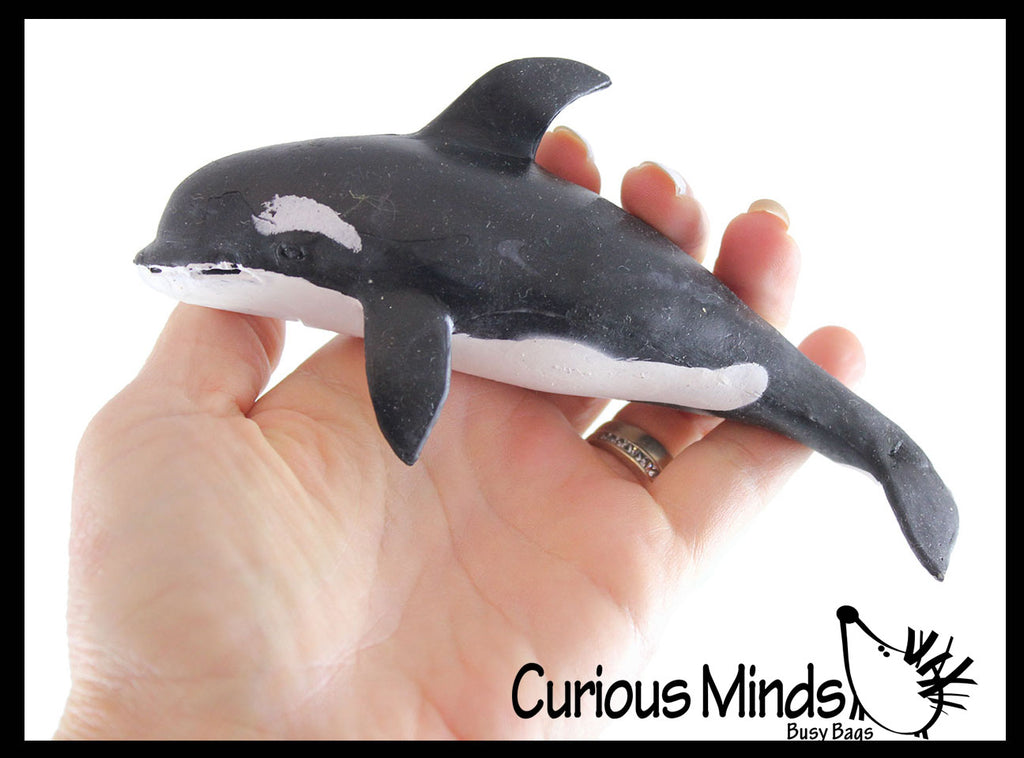 Orca Stretchy and Squeezy Toy - Crunchy Bead Filled - Fidget Stress Ball - Killer Whale Sea Creature