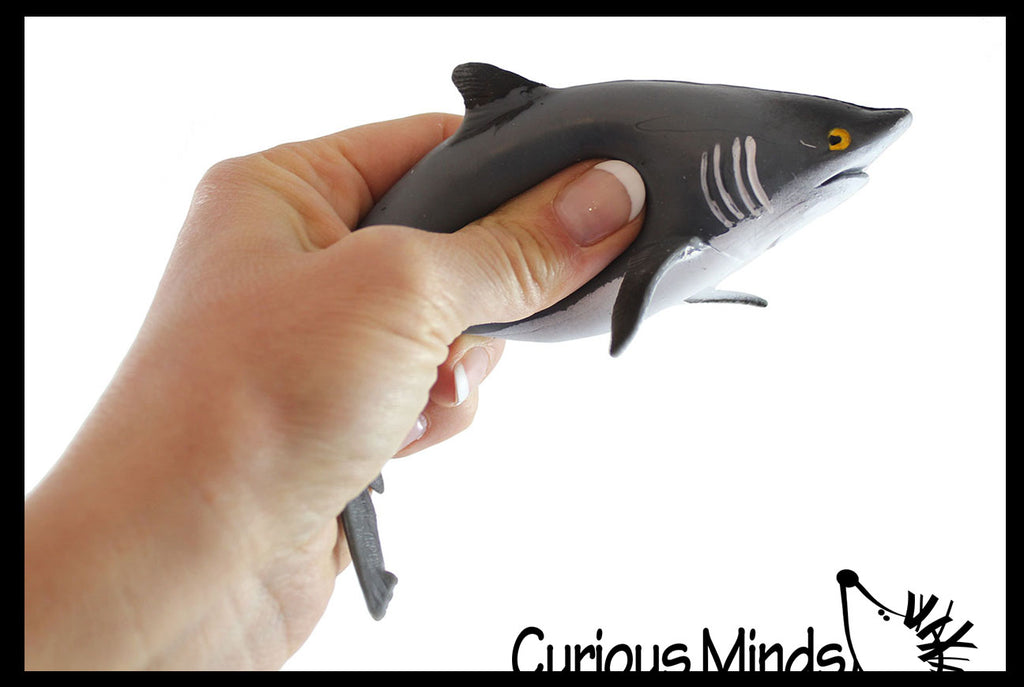 Shark Stretchy and Squeezy Toy - Crunchy Bead Filled - Fidget Stress Ball