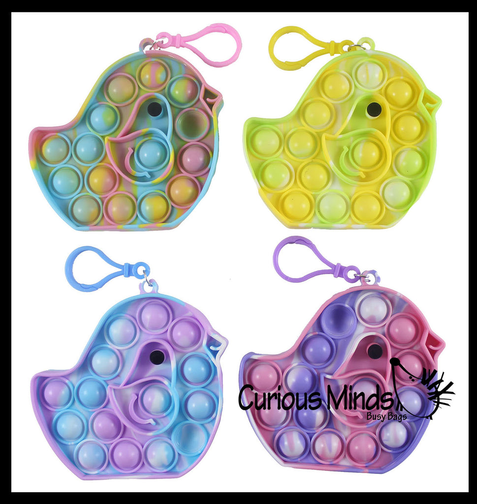 Small Bird on Clip Bubble Popper Toy - Spring Themed - Easter Basket Fidget - Bubble Pop Fidget Toy - Silicone Push Poke Bubble Wrap Fidget Toy - Press Bubbles to Pop - Bubble Popper Sensory Stress Toy OT