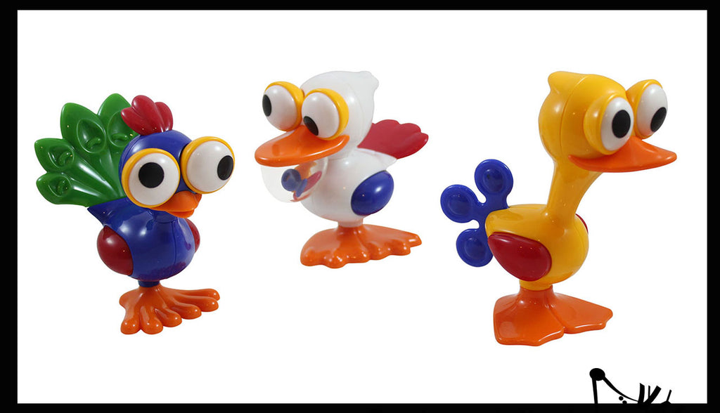 LAST CHANCE - LIMITED STOCK  - Cute Bird Rattle Toy - Spin / Shake / Crank - Duck, Peacock, Pelican