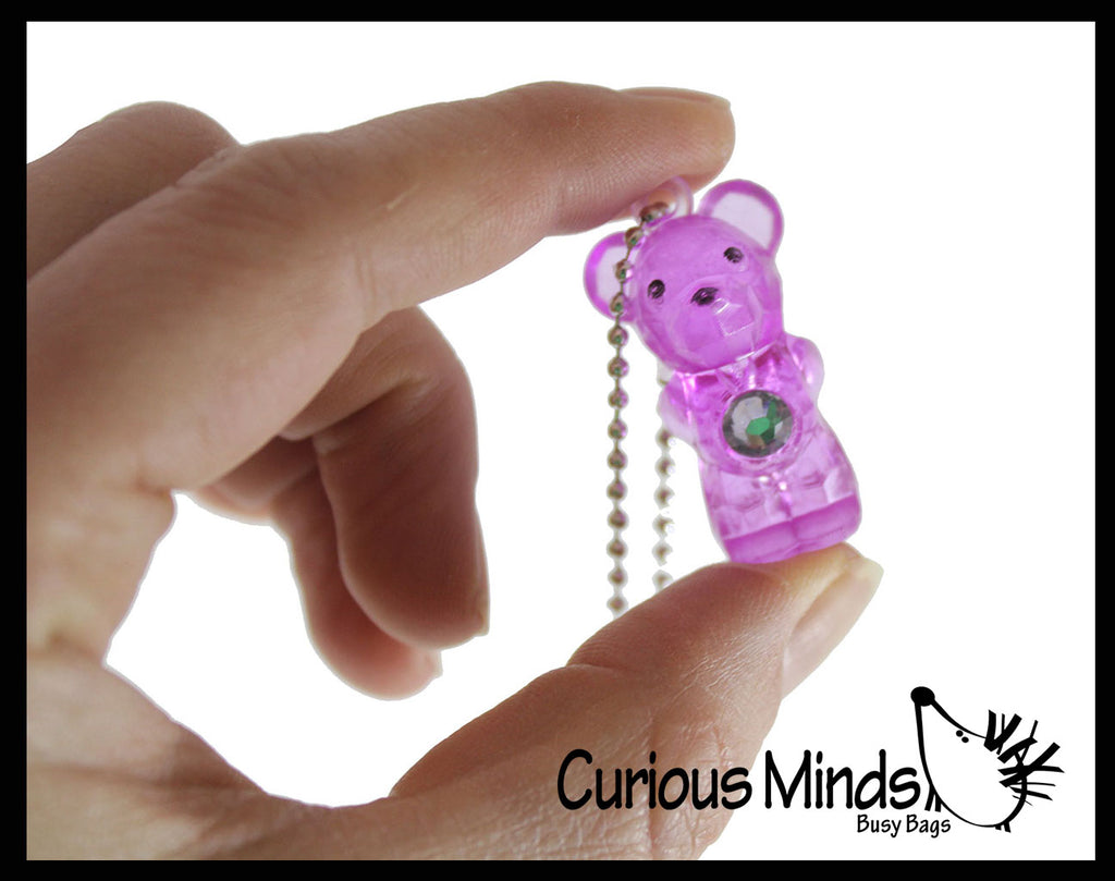 Cute Birthstone Bear Figurines With Clip Keyring - Mini Toys - Small Novelty Prize Toy - Party Favors - Gift
