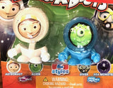 CLEARANCE - SALE - 2 Bouncy Ball Guys - Astronaut and Alien - Display Bouncy Balls -  Bouncy Super Balls  - Cute Party Favors or Classroom Rewards