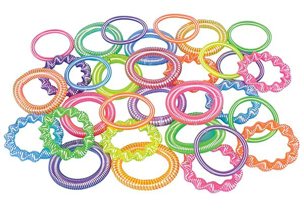 LAST CHANCE - LIMITED STOCK - SALE  - 72 Different Bright Spring Coil Fidget Bracelets -  Sensory Fidget Toy - 4 Different Styles 6 Colors
