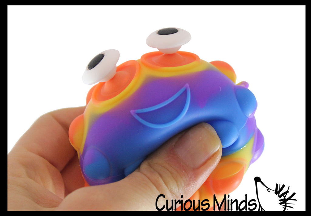 LAST CHANCE - LIMITED STOCK - Bubble Ball With Pop Out Eyes -  Bubble Poppers on Ball Squeeze to Pop - Silicone Push Poke Bubble Wrap Fidget Toy - Press Bubbles to Pop - Bubble Popper Sensory Stress Toy