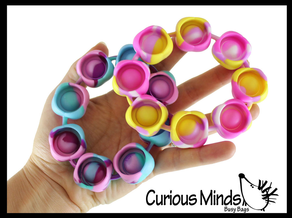 BULK - WHOLESALE - SALE -  Bubble Pop Bracelet - Tie Dye Bangle Silicone Push Poke Bubble Wrap Fidget Toy - Press Bubbles to Pop the Bubbles Down - Bubble Popper Sensory Stress Toy Jewelry