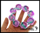 Set of 2 Bubble Pop Bracelet - Tie Dye & Rainbow Bangle Silicone Push Poke Bubble Wrap Fidget Toy - Press Bubbles to Pop the Bubbles Down - Bubble Popper Sensory Stress Toy Jewelry