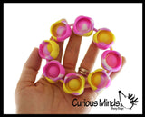 Set of 2 Bubble Pop Bracelet - Tie Dye & Rainbow Bangle Silicone Push Poke Bubble Wrap Fidget Toy - Press Bubbles to Pop the Bubbles Down - Bubble Popper Sensory Stress Toy Jewelry