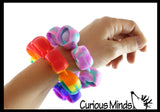Set of 2 Bubble Pop Bracelet - Tie Dye & Rainbow Bangle Silicone Push Poke Bubble Wrap Fidget Toy - Press Bubbles to Pop the Bubbles Down - Bubble Popper Sensory Stress Toy Jewelry