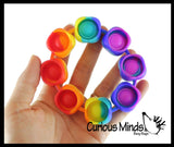 Set of 2 Bubble Pop Bracelet - Tie Dye & Rainbow Bangle Silicone Push Poke Bubble Wrap Fidget Toy - Press Bubbles to Pop the Bubbles Down - Bubble Popper Sensory Stress Toy Jewelry