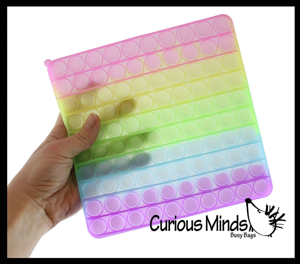 LAST CHANCE - LIMITED STOCK - Large 7.5" Pastel Rainbow Bubble Pop Game - Silicone Push Poke Bubble Wrap Fidget Toy - Bubble Popper Sensory Stress Toy