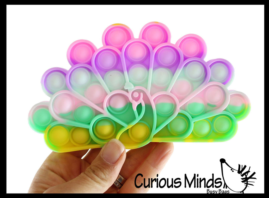 LAST CHANCE - LIMITED STOCK - Peacock Bubble Pop Fidget Toy - Silicone Push Poke Bubble Wrap Fidget Toy - Press Bubbles to Pop the Bubbles Down Then Flip it over and Do it Again - Bubble Popper Sensory Stress Toy
